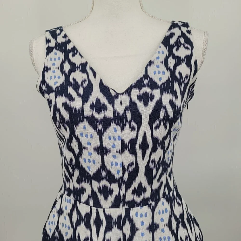 GAP Ikat Print Linen Fit & Flare Dress